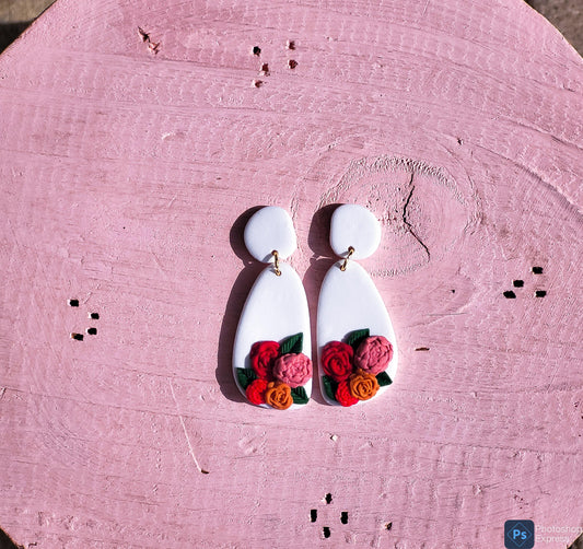 Multi Rose Dangle Earrings