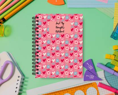Spiral Sketchbook Journal Notebook For Women, Floral Print Spiral Sketchbook For Women 5.5"x8.5