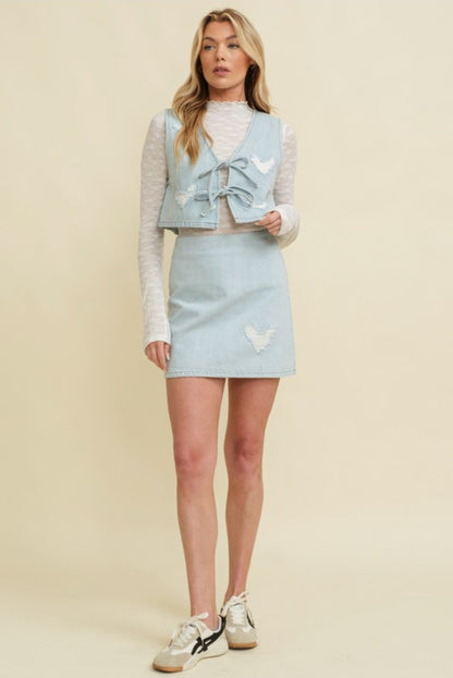 Women's Tie Front Denim Vest