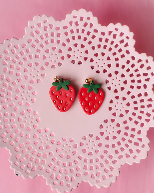 Red Strawberry Dangle Earrings