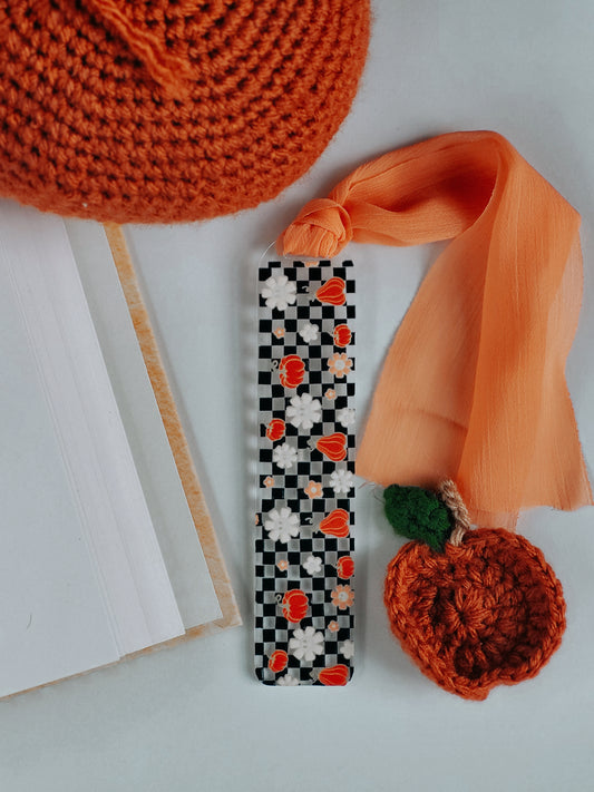 Chequered Pumpkins Acrylic Bookmark