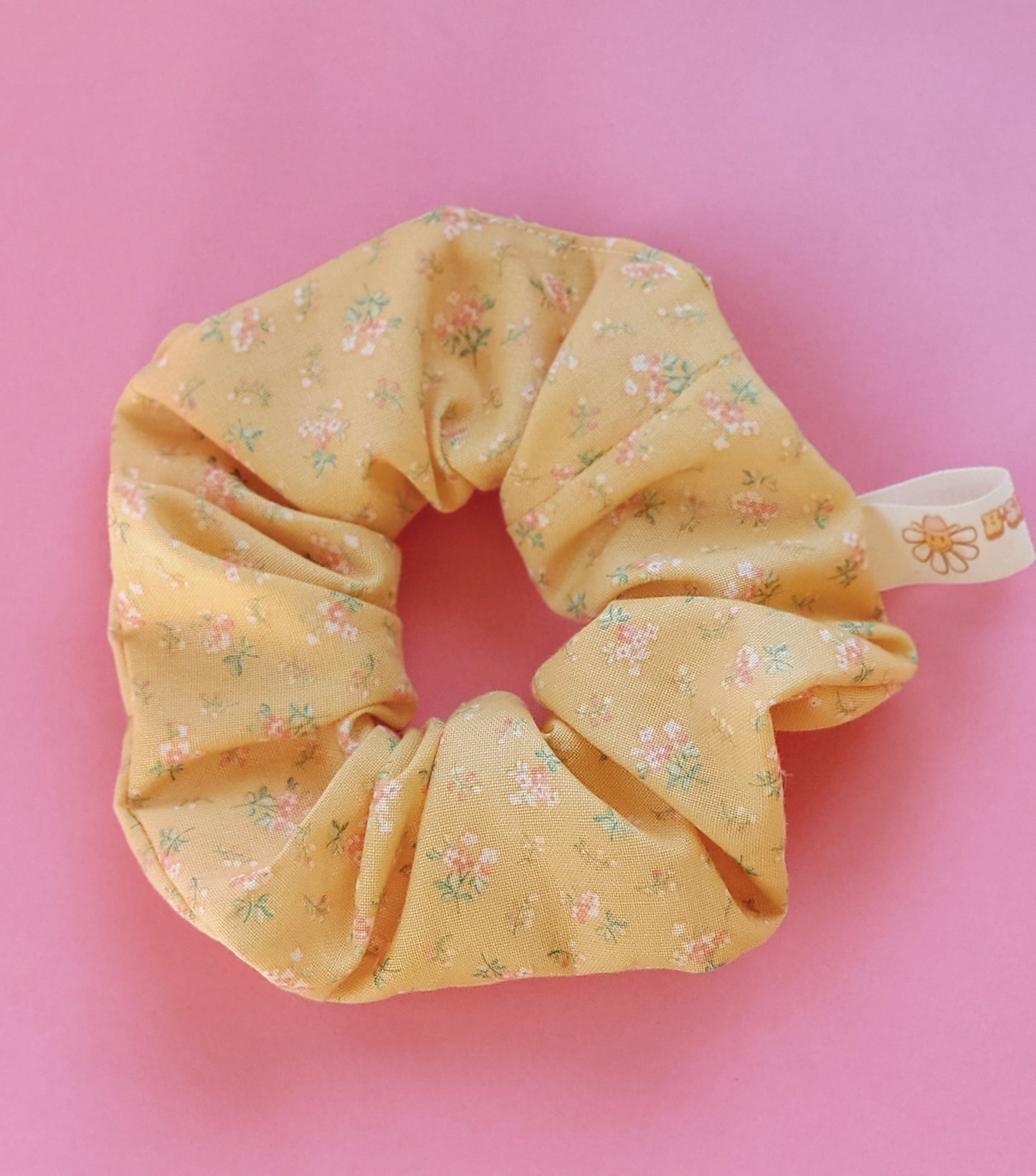 Yellow Floral Hair Scrunchie