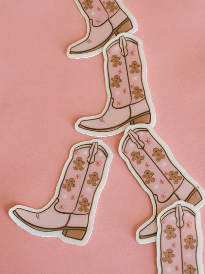 Gingerbread Man Cookie Cowgirl Boots Sticker