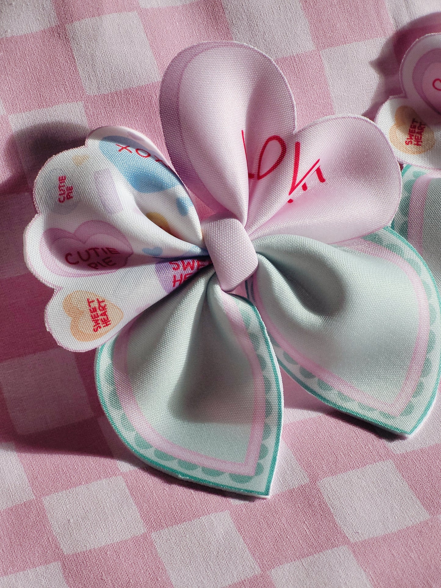 Candy Conversation Heart Hair Bow Set of 2