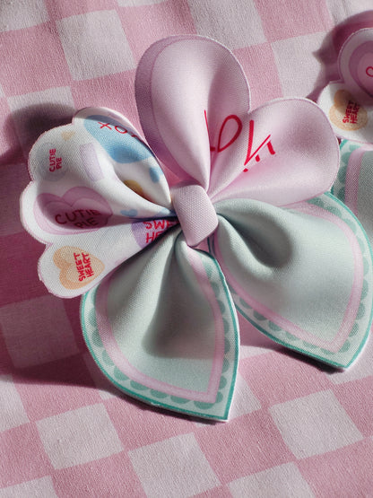 Candy Conversation Heart Hair Bow Set of 2