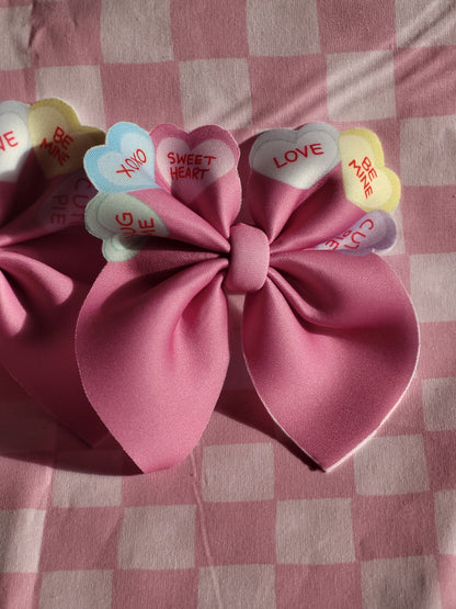 Candy Conversation Heart Hair Bow Set of 2