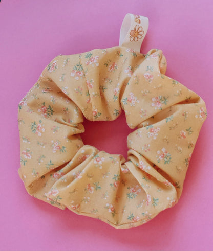 Yellow Floral Hair Scrunchie