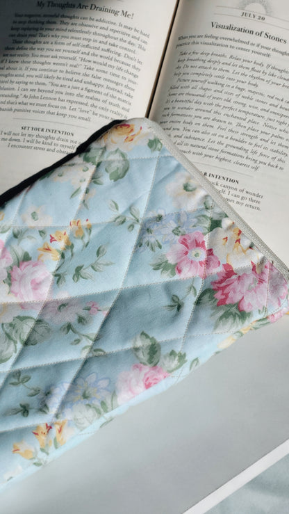 Quilted Patel Blue Floral Booksleeve
