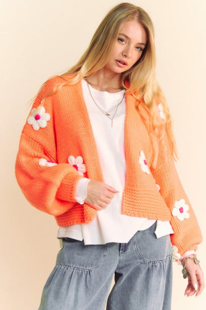 Chunky Knitted Daisy Cropped Cardigan