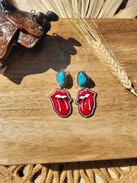Western Turquoise Tongue Earring